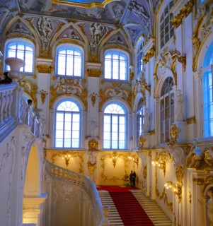 grand staircase and lobbies inside the Winter Palace, St Petersburg, Russia, which was, from 1732 to 1917, the official residence of the Russian monarchs