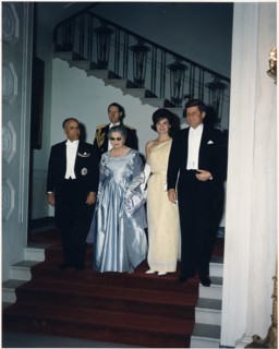 Jackie Kennedy and President John Kennedy attend a White House Dinner, in honour of the President of Tunisia