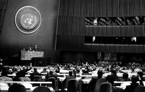 Photograph taken during a session of the United Nations General Assembly