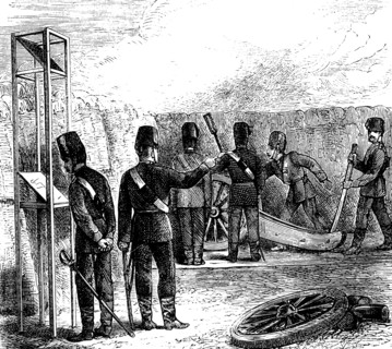 The use of a polemoscope, a kind of periscope, to direct artillery fire