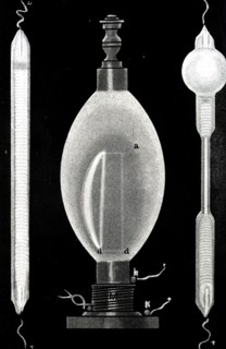 A Geissler tube, an early gas discharge tube used to demonstrate the principles of electrical glow discharge, similar to modern neon lighting