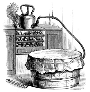 An experiment showing how condensing steam gives out heat