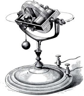 An electric gyroscope, a device consisting of a wheel or disc mounted so that it can spin rapidly about an axis which is itself free to alter in direction