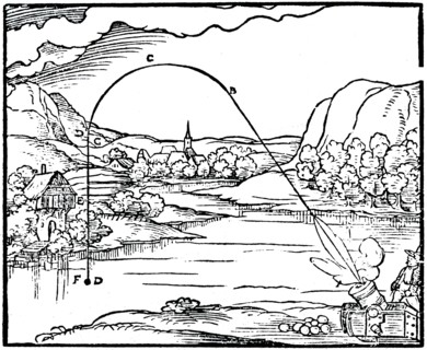 A gunner firing ball from a mortar