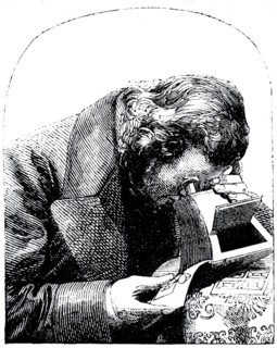 Engraving depicting a stereoscope