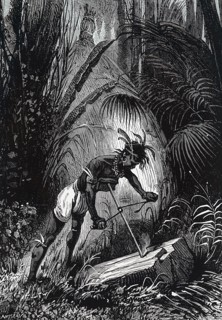 A North American Indian using a bow drill, a prehistoric form of drilling tool, which was used to produce fire