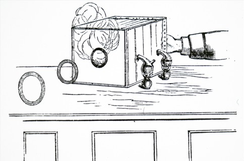 A vortex box used for studying smoke rings