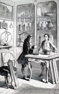 René Antoine Ferchault de Réaumur constructing a thermometer