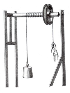Illustration of an 19th Century mechanical pulley