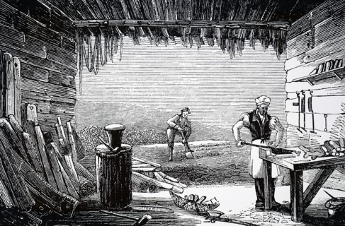 Different applications of the lever, such as a spade, a hammer head attached to a handle, and the shoemaker's guillotine