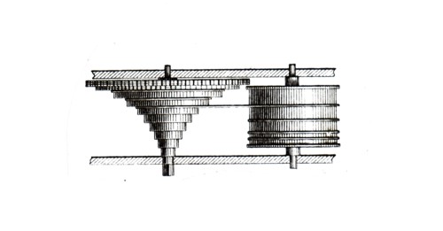 Illustration of an nineteenth century cog and gear mechanism