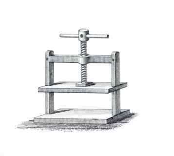 Illustration of an nineteenth century press for printing or flattening paper