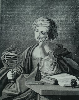 An allegorical figure representing Astronomy, shown holding an armillary sphere