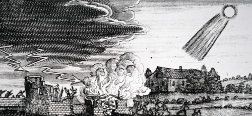 A bolide meteor falling to earth during the day