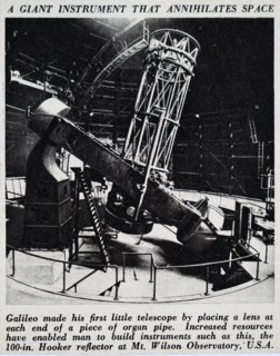 Photograph of the Hooker telescope, a 100-inch reflecting telescope located at the Mount Wilson Observatory, California