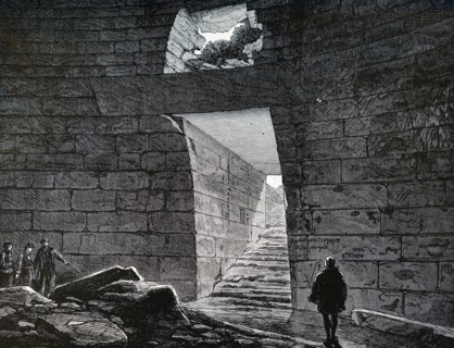Heinrich Schliemann's excavations at Mycenae inside the Treasury of Atreus