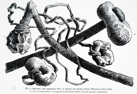 The reconstruction of the likely method of mounting stone Age implements