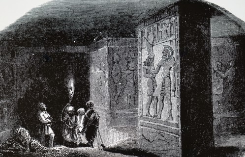The inside of a tomb at Thebes, Egypt