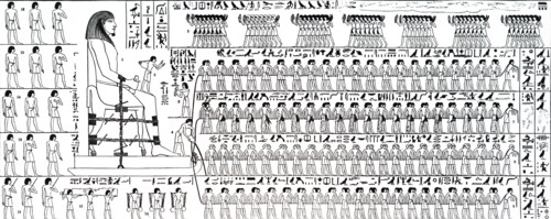 Egyptians moving a giant statue from the quarries