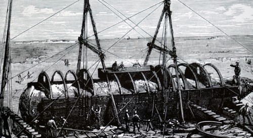 Cleopatra'S Needle, an obelisk from Alexandria being prepared to be transported to England