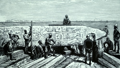 Cleopatra'S Needle, an obelisk from Alexandria being prepared to be transported to England