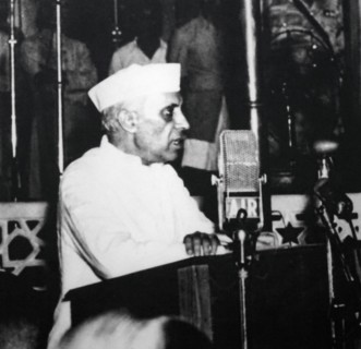 Indian Prime Minister Jawaharlal Nehru addresses parliament after Independence and partition 1947