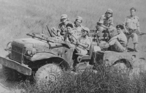 Israel soldiers in a Jeep during the War of independence 1948