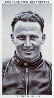 Churchman Kings of Speed Series cigarette card depicting Kenneth Bills, a British Motorcycle champion