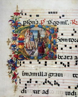 Illuminated initial with the Martyrdom of St Agatha