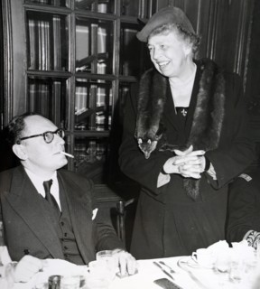 Photograph of Eleanor Roosevelt with French politician Maurice Schumann