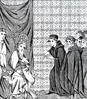 Emperor Charles IV being harangued by Fellows of Paris University