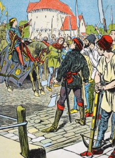 Illumination depicting Richard II meeting the leaders of the Peasant's Revolt at Smithfield in 1381