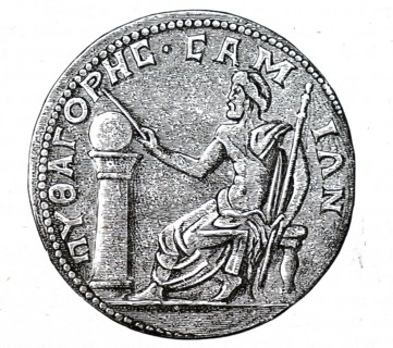 Engraving depicting Pythagoras, an Ionian Greek philosopher and the eponymous founder of the Pythagoreanism movement