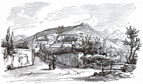 Engraving depicting a view of Palestrina the birth place of Giovanni Pierluigi da Palestrina