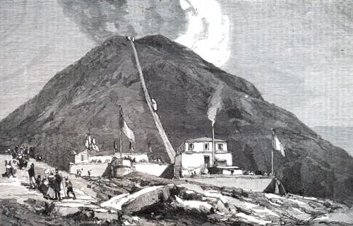 The inauguration of the Vesuvius funicular railway