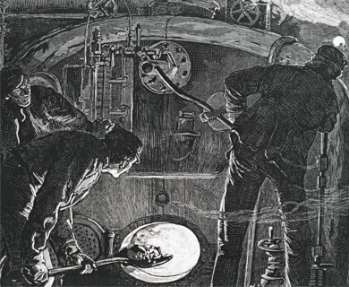 A driver and a fireman on a train