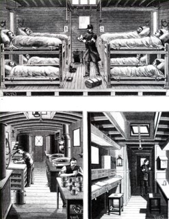 The interior of a French military hospital train
