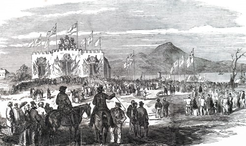 The laying of the foundation stone of Geelong Train Station