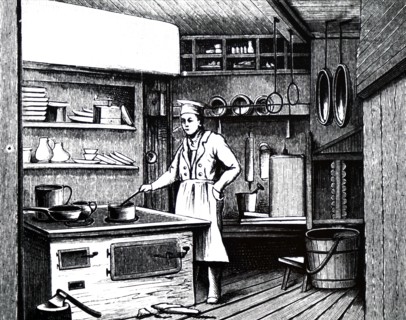 The kitchen galley of the Orient Express