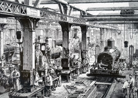 The manufacture floor of the Société Alsacienne de Constructions Mécaniques