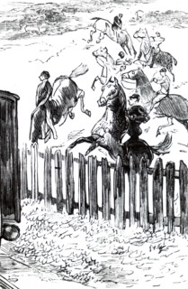 A racehorse spooked by a passing train, on the Berkshire Downs