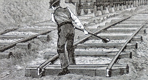 The placement of railway sleepers
