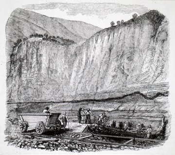 Navvies working on the Liverpool-Manchester Railway across Chat Moss Bog