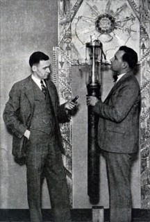 Photograph showing one of the world's smallest water-cooled valves, being compared with a large one