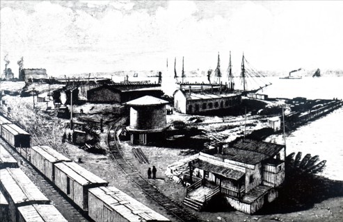 Freight yards of the New York and Hudson River Railroad, West Sixty-Fifth Street, New York