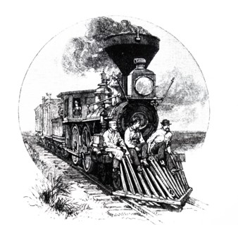 A train with a cowcatcher