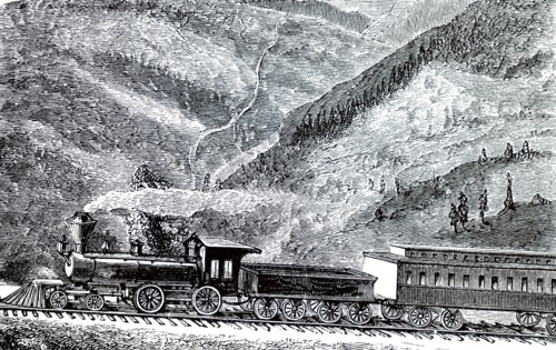 A train travelling through American Canyon on the Union Pacific Railroad