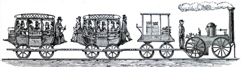 An early locomotive which pulled a short train out of Charleston on Christmas Day