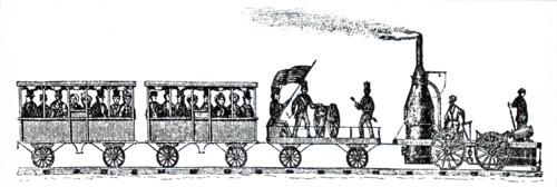An early locomotive which pulled a short train out of Charleston on Christmas Day