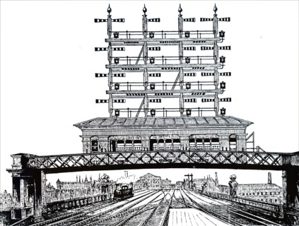 A signal gantry at Cannon Street, London